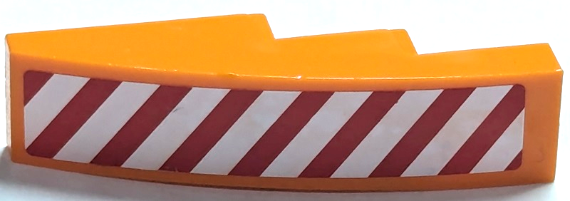 Slope, Curved 4 x 1 with Red and White Danger Stripes Pattern Left Side (Sticker) - Set 7642