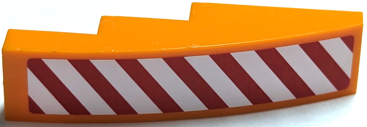 Slope, Curved 4 x 1 with Red and White Danger Stripes Pattern Right Side (Sticker) - Set 7642