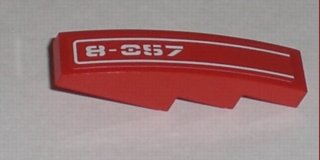 Slope, Curved 4 x 1 with White Pinstripe and '8-057' Pattern Model Left (Sticker) - Set 8057
