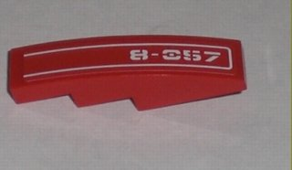 Slope, Curved 4 x 1 with White Pinstripe and '8-057' Pattern Model Right (Sticker) - Set 8057