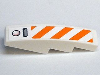 Slope, Curved 4 x 1 with Orange and White Diagonal Stripes Pattern (Sticker) - Set 7738