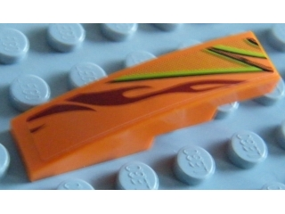 Slope, Curved 4 x 1 with Dark Red Flame and Lime Line Pattern Model Right (Sticker) - Set 8484