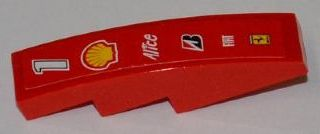 Slope, Curved 4 x 1 with Number 1, Shell, Alice, Bridgestone, Fiat and Ferrari Logos Pattern (Sticker) - Set 8123