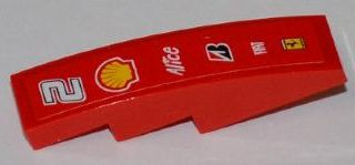 Slope, Curved 4 x 1 with Number 2, Shell, Alice, Bridgestone, Fiat and Ferrari Logos Pattern (Sticker) - Set 8123