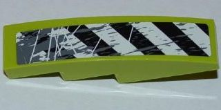 Slope, Curved 4 x 1 with Black and White Danger Stripes and Splatters Pattern Model Left Side (Sticker) - Set 8961