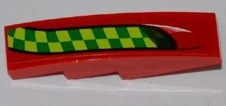 Slope, Curved 4 x 1 with Lime and Green Checkered Stripe Pattern Model Left Side (Sticker) - Set 7967