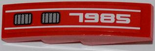 Slope, Curved 4 x 1 with White '7985' and Double Grille Pattern Model Left (Sticker) - Set 7985