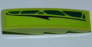 Slope, Curved 4 x 1 with Black Line and Dark Green Scales Pattern Model Left (Sticker) - Set 9443