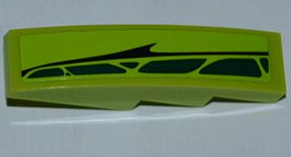 Slope, Curved 4 x 1 with Black Line and Dark Green Scales Pattern Model Right (Sticker) - Set 9443