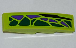 Slope, Curved 4 x 1 with 8 Green Scales and 5 Purple Scales Pattern Model Left (Sticker) - Set 9443