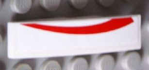 Slope, Curved 4 x 1 with Red Curved Line on White Background Pattern Model Left Side  (Sticker) - Set 8158