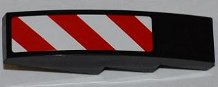 Slope, Curved 4 x 1 with Large Red and White Danger Stripes Pattern (White Corners) Model Right Side (Sticker) - Set 4203