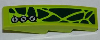 Slope, Curved 4 x 1 with Dark Green Scales and 3 Screws Pattern Model Right (Sticker) - Set 9447