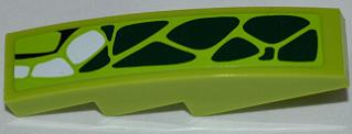 Slope, Curved 4 x 1 with 10 Green Scales and 3 White Scales Pattern Model Left (Sticker) - Set 9457