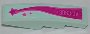 Slope, Curved 4 x 1 with '3063-JV' and Magenta Shooting Star Pattern Model Left Side (Sticker) - Set 3063
