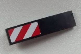 Slope, Curved 4 x 1 with Large Red and White Danger Stripes Pattern (Large Red Corners) Model Left Side (Sticker) - Set 60026