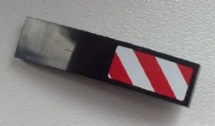 Slope, Curved 4 x 1 with Large Red and White Danger Stripes Pattern (Large Red Corners) Model Right Side (Sticker) - Set 60026