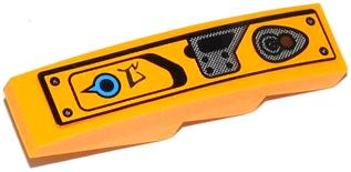 Slope, Curved 4 x 1 with Blue Knob, Alien Characters and Joystick Pattern Model Left Side (Sticker) - Set 70002