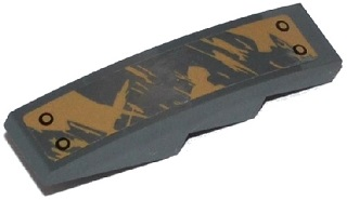 Slope, Curved 4 x 1 with Dark Tan Spatters and Scratches and 4 Rivets Pattern (Sticker) - Set 70141