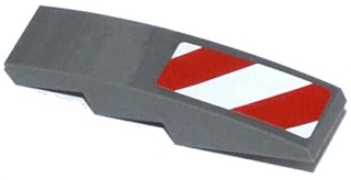 Slope, Curved 4 x 1 with Red and White Danger Stripes Thick Pattern (White Corners) Model Left Side (Sticker) - Set 42023