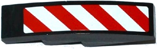 Slope, Curved 4 x 1 with Red and White Danger Stripes Thin Pattern (White Corners) Model Left Side (Sticker) - Set 60075