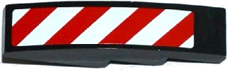 Slope, Curved 4 x 1 with Red and White Danger Stripes Thin Pattern (White Corners) Model Right Side (Sticker) - Set 60075