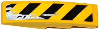 Slope, Curved 4 x 1 with Black and Yellow Danger Stripes and Silver Splatters Pattern Model Left Side (Sticker) - Set 75919