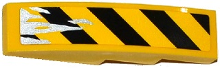 Slope, Curved 4 x 1 with Black and Yellow Danger Stripes and Silver Splatters Pattern Model Right Side (Sticker) - Set 75919
