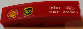 Slope, Curved 4 x 1 with 'MAGNETI MARELLI', 'brembo', 'infor', 'SKF' and ups and Shell Logos Pattern Model Left Side (Sticker) - Set 75913