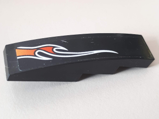 Slope, Curved 4 x 1 with Small Orange and Red Flame Pattern Model Right Side (Sticker) - Set 8164