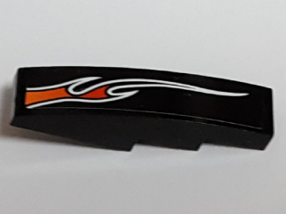 Slope, Curved 4 x 1 with Large Orange and Red Flame Pattern Model Left Side (Sticker) - Set 8164