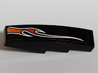 Slope, Curved 4 x 1 with Large Orange and Red Flame Pattern Model Right Side (Sticker) - Set 8164