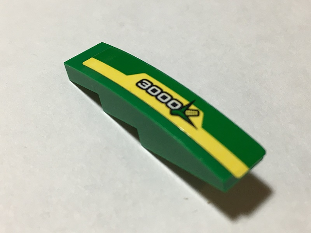 Slope, Curved 4 x 1 with Yellow Stripe, White '3000' and Ear of Corn Pattern Model Right Side (Sticker) - Set 60223