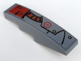 Slope, Curved 4 x 1 with Dark Red Curved Tube and Hull Plates Pattern Model Right Side (Sticker) - Set 70012-2