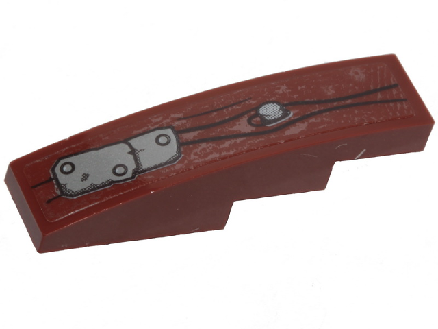 Slope, Curved 4 x 1 with Wood Grain, Metal Plates and Silver Nails Pattern (Sticker) - Set 70419