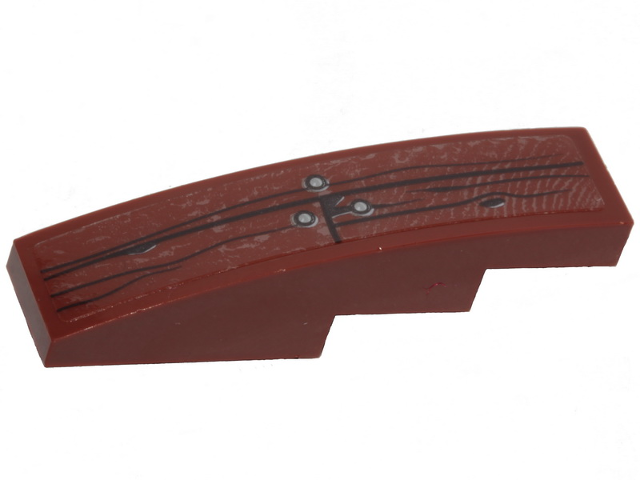 Slope, Curved 4 x 1 with Wood Grain and 3 Silver Nails Pattern (Sticker) - Set 70419
