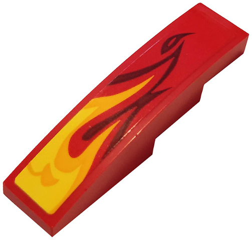 Slope, Curved 4 x 1 with Yellow and Orange Flame Pattern Model Left Side (Sticker) - Set 70667