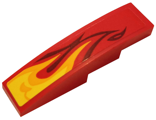 Slope, Curved 4 x 1 with Yellow and Orange Flame Pattern Model Right Side (Sticker) - Set 70667