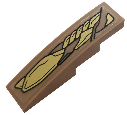 Slope, Curved 4 x 1 with Gold Mechanical Pattern Model Left Side (Sticker) - Set 76144