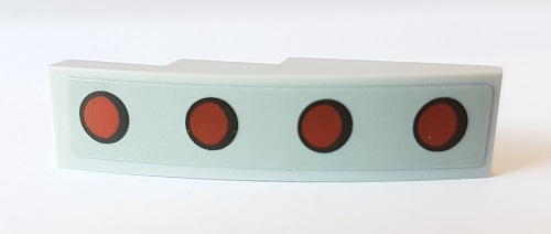 Slope, Curved 4 x 1 with 4 Red Dots with Black Outline Pattern (Sticker) - Set 10269