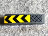 Slope, Curved 4 x 1 with Black and Yellow Chevrons and Dark Bluish Gray Tread Plate Pattern (Sticker) - Set 75929