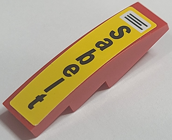 Slope, Curved 4 x 1 with Black Lines on White Rectangle and 'Sabelt' on Yellow Background Pattern (Sticker) - Set 8157