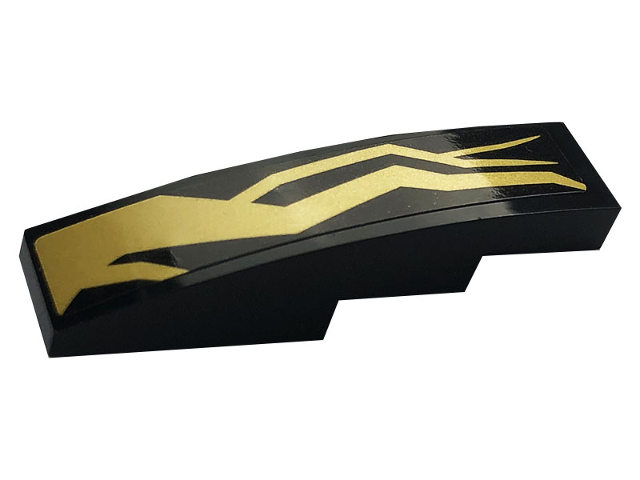 Slope, Curved 4 x 1 with Gold Lightning Energy Pattern Model Left Side (Sticker) - Set 70666