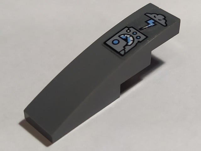 Slope, Curved 4 x 1 with Gauge, Buttons, Cloud and Lightning Pattern (Sticker) - Set 70352