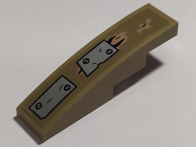 Slope, Curved 4 x 1 with 2 Silver Plates Pattern (Sticker) - Set 76054