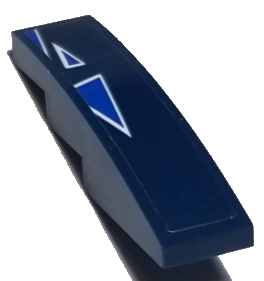 Slope, Curved 4 x 1 with Blue and White Triangles on Dark Blue Background Pattern Model Right Side (Sticker) - Set 75885