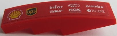 Slope, Curved 4 x 1 with 'MAGNETI MARELLI', 'brembo', 'infor', 'SKF', 'ups', 'XCDS', 'NGK' and Shell Logo Pattern Model Left Side (Sticker) - Set 75879