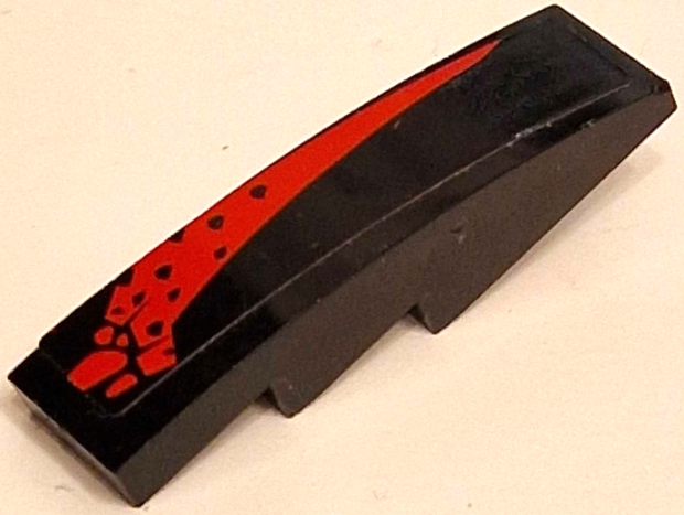 Slope, Curved 4 x 1 with Worn Red Stripe Pattern Model Left Side (Sticker) - Set 8863