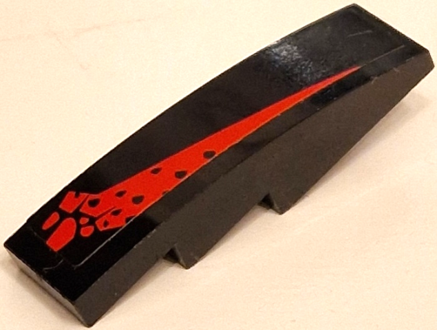 Slope, Curved 4 x 1 with Worn Red Stripe Pattern Model Right Side (Sticker) - Set 8863