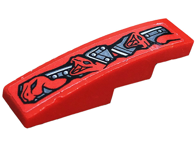Slope, Curved 4 x 1 with Red Snakes and Silver Armor Plates Pattern Model Back Right Side (Sticker) - Set 70624